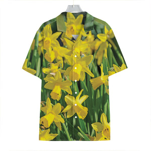 Yellow Daffodil Flower Print Hawaiian Shirt