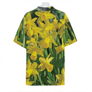 Yellow Daffodil Flower Print Hawaiian Shirt