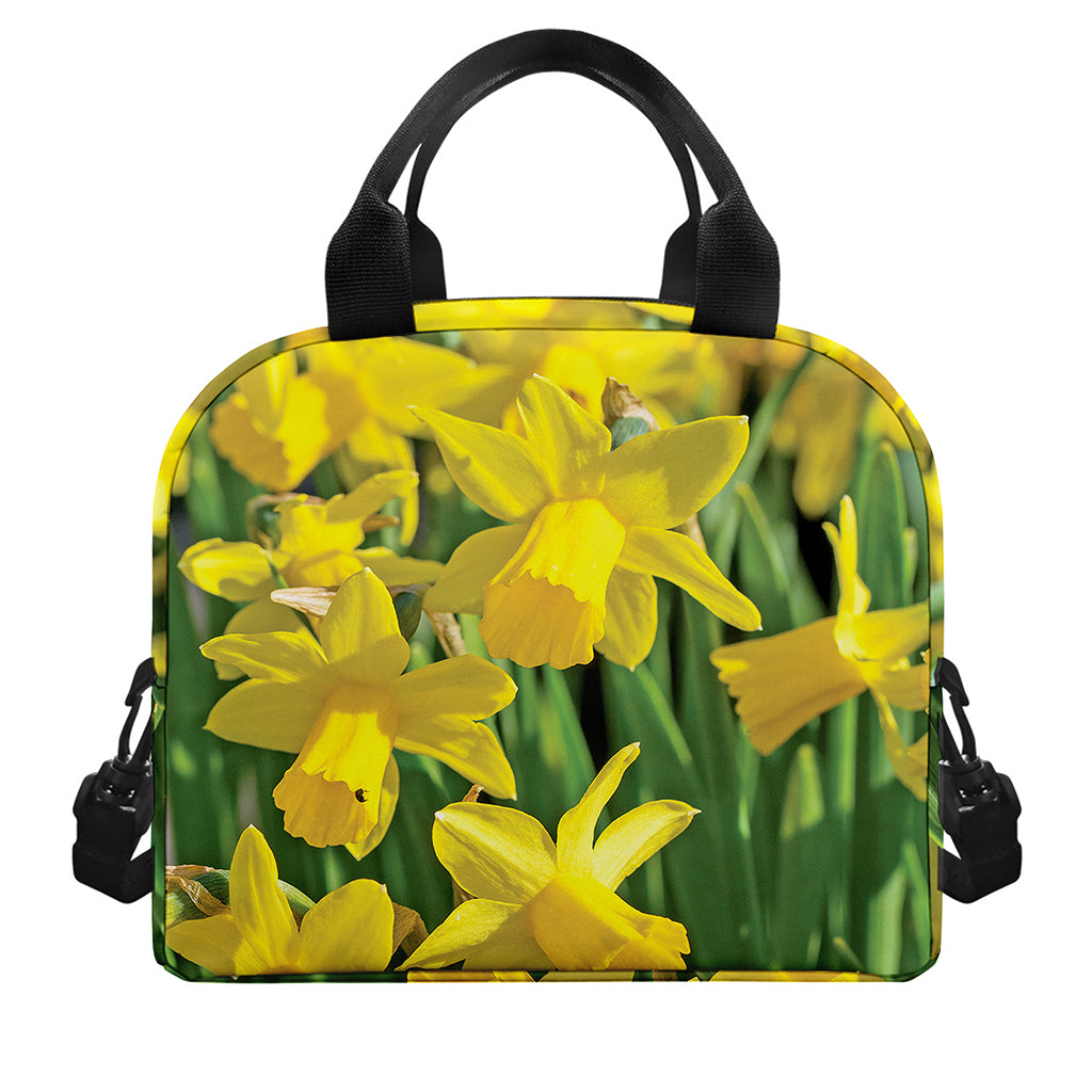 Yellow Daffodil Flower Print Insulated Lunch Bag