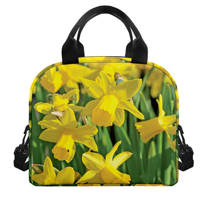 Yellow Daffodil Flower Print Insulated Lunch Bag