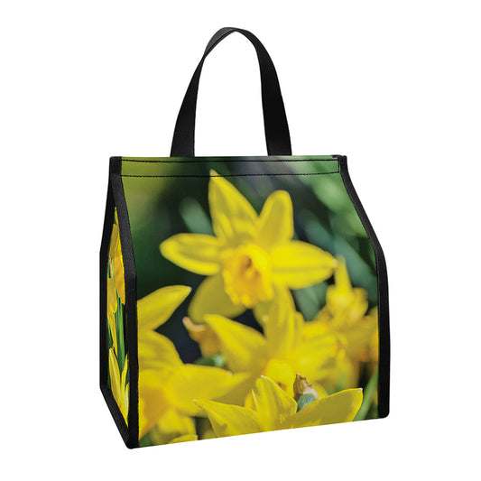 Yellow Daffodil Flower Print Insulated Lunch Tote
