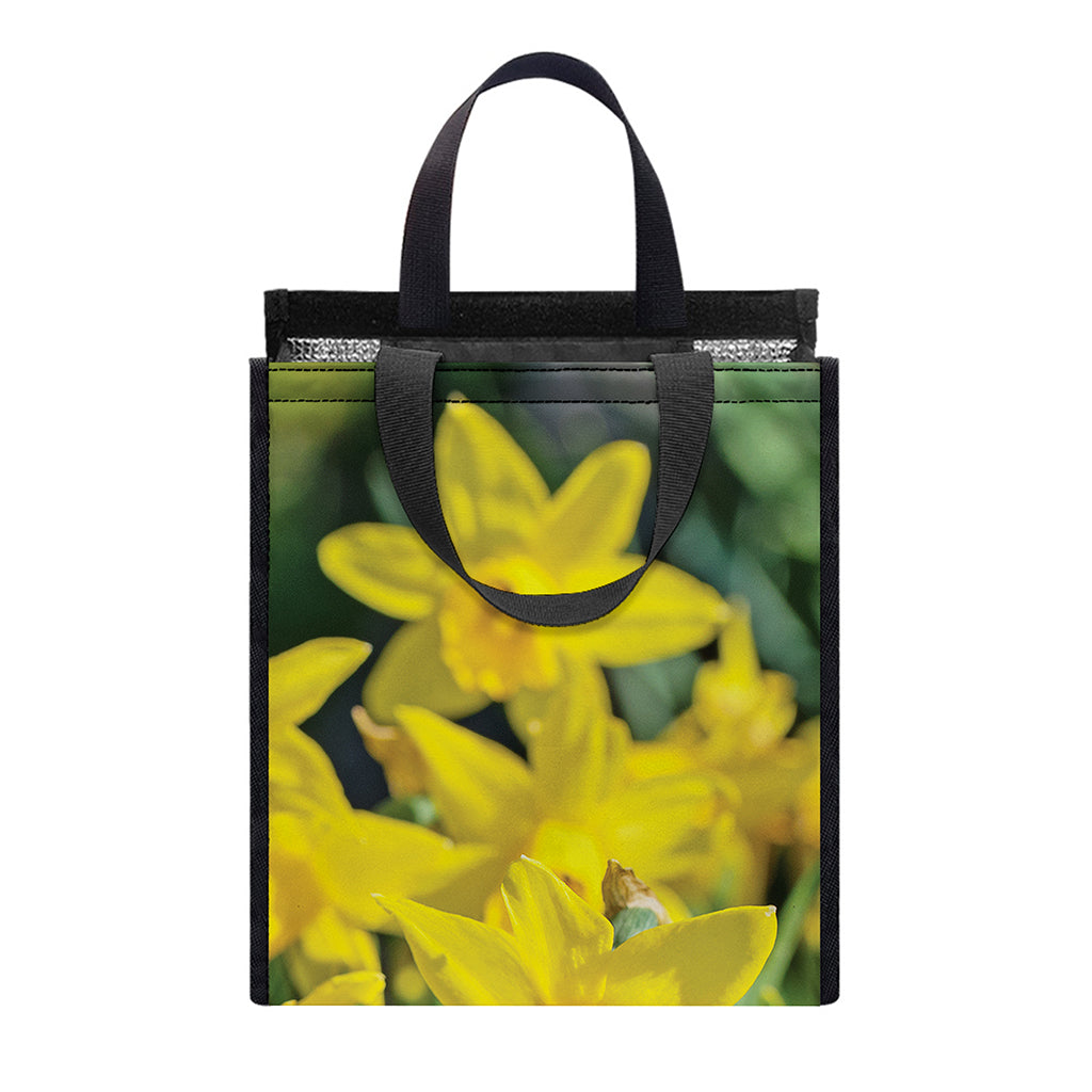 Yellow Daffodil Flower Print Insulated Lunch Tote