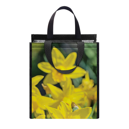Yellow Daffodil Flower Print Insulated Lunch Tote