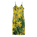 Yellow Daffodil Flower Print Jersey Midi Cami Dress