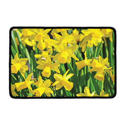 Yellow Daffodil Flower Print Kitchen Mat