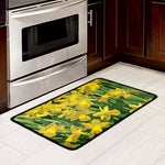 Yellow Daffodil Flower Print Kitchen Mat