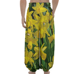 Yellow Daffodil Flower Print Lantern Pants