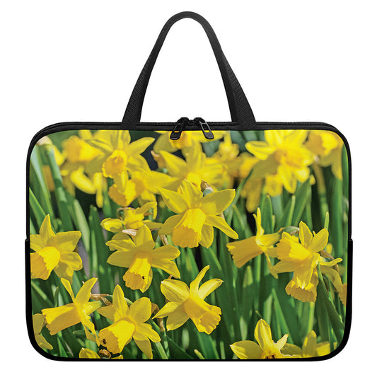 Yellow Daffodil Flower Print Laptop Sleeve With Handle