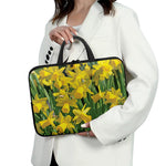 Yellow Daffodil Flower Print Laptop Sleeve With Handle