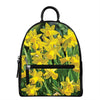 Yellow Daffodil Flower Print Leather Backpack