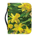 Yellow Daffodil Flower Print Leather Bible Cover