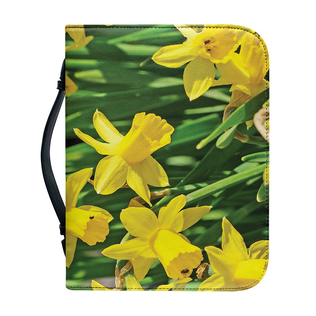 Yellow Daffodil Flower Print Leather Bible Cover