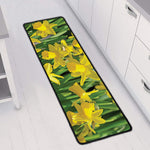 Yellow Daffodil Flower Print Long Kitchen Mat