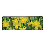 Yellow Daffodil Flower Print Long Kitchen Mat