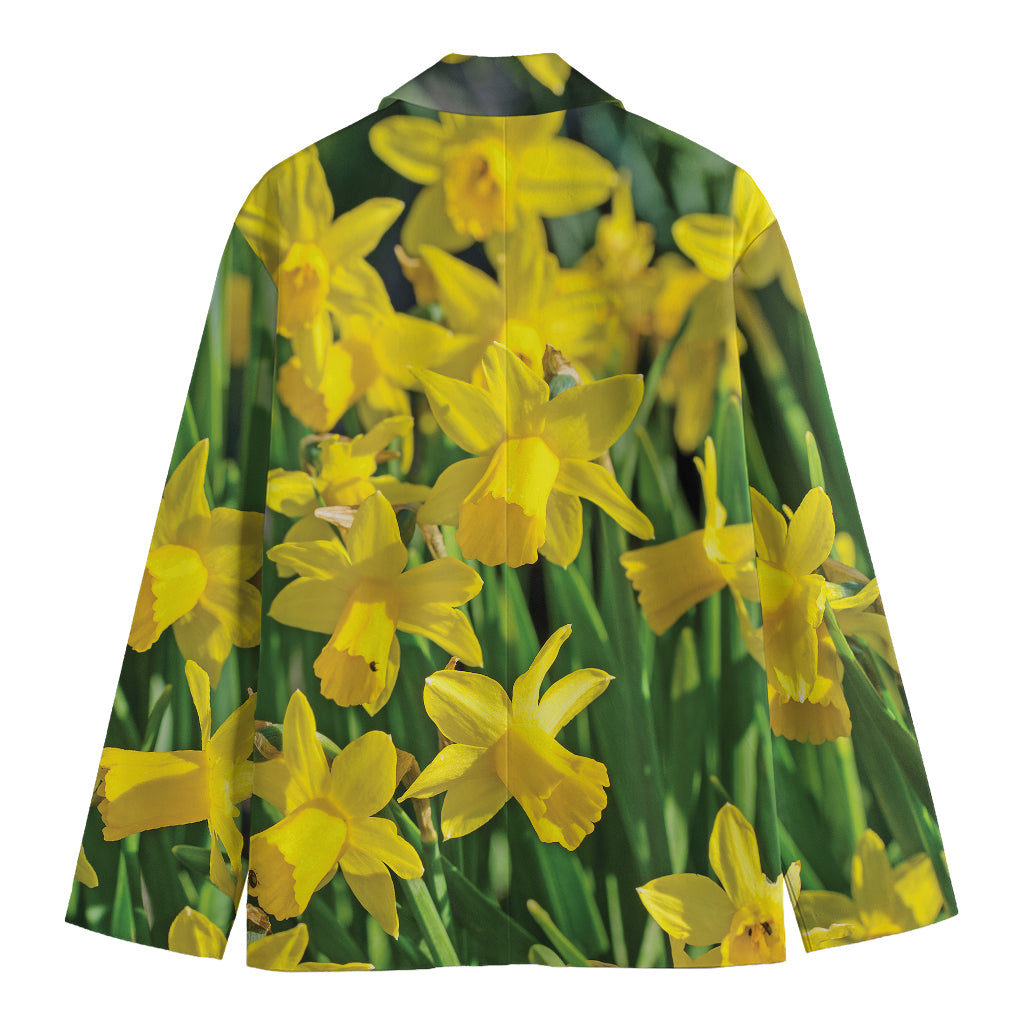 Yellow Daffodil Flower Print Men's Blazer