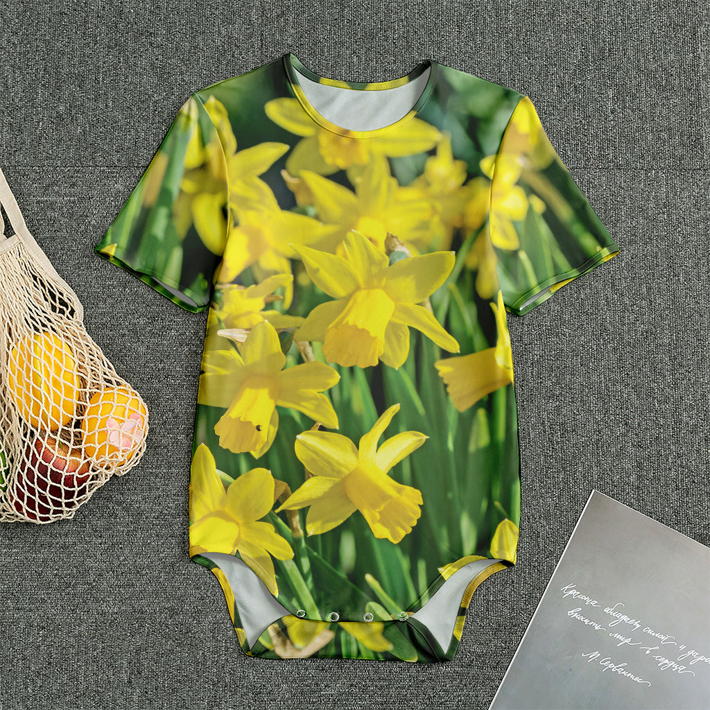 Yellow Daffodil Flower Print Men's Bodysuit