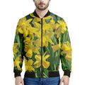 Yellow Daffodil Flower Print Men's Bomber Jacket