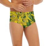 Yellow Daffodil Flower Print Men's Briefs