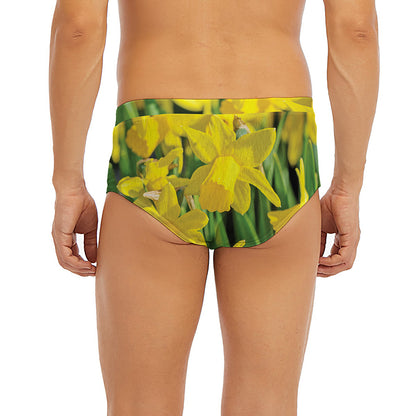 Yellow Daffodil Flower Print Men's Briefs