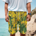 Yellow Daffodil Flower Print Men's Cargo Shorts