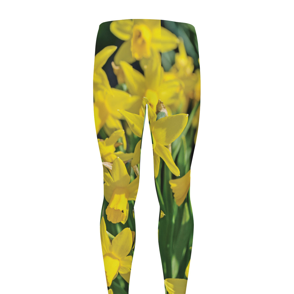 Yellow Daffodil Flower Print Men's leggings