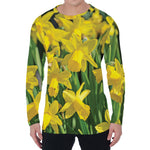 Yellow Daffodil Flower Print Men's Long Sleeve T-Shirt