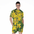 Yellow Daffodil Flower Print Men's Romper