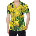 Yellow Daffodil Flower Print Men's Shirt