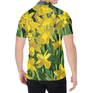 Yellow Daffodil Flower Print Men's Shirt