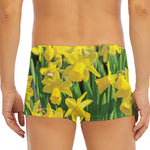 Yellow Daffodil Flower Print Men's Short Boxer Briefs