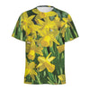 Yellow Daffodil Flower Print Men's Sports T-Shirt