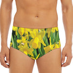 Yellow Daffodil Flower Print Men's Triangle Swim Briefs