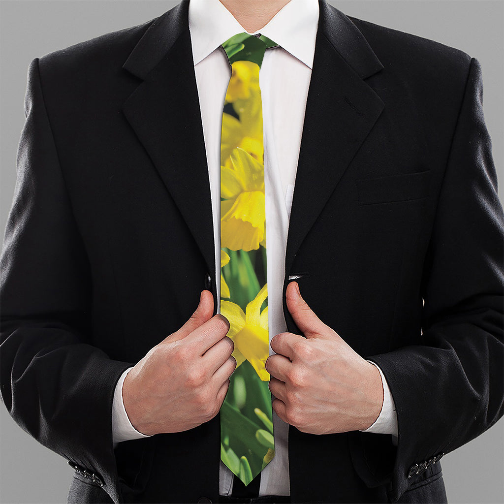 Yellow Daffodil Flower Print Necktie