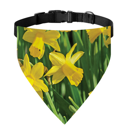 Yellow Daffodil Flower Print Over The Collar Dog Bandana