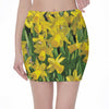 Yellow Daffodil Flower Print Pencil Mini Skirt