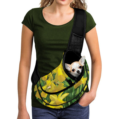 Yellow Daffodil Flower Print Pet Sling Carrier