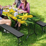Yellow Daffodil Flower Print Picnic Table Cover