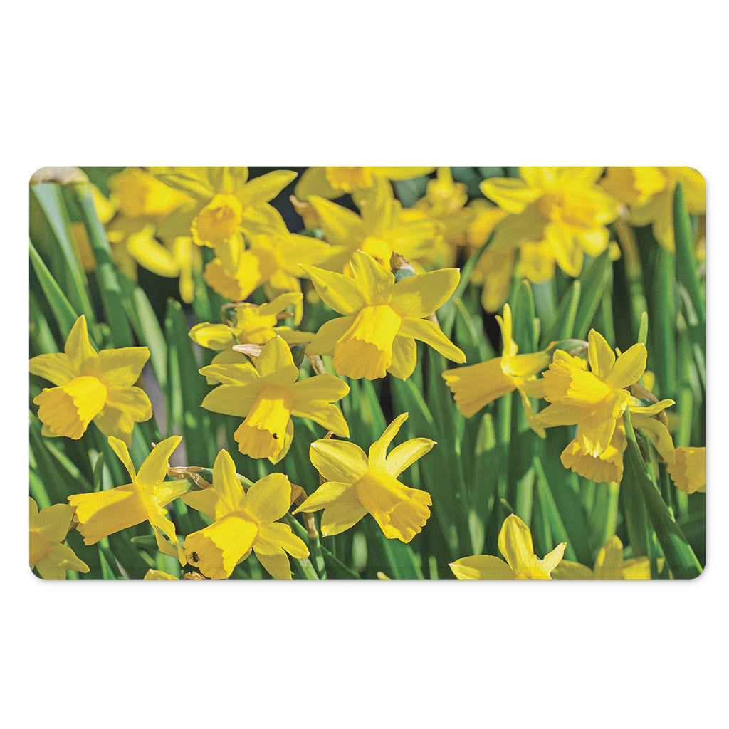 Yellow Daffodil Flower Print Polyester Doormat