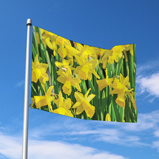 Yellow Daffodil Flower Print Polyester Flag