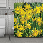 Yellow Daffodil Flower Print Polyester Shower Curtain