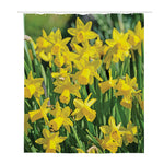 Yellow Daffodil Flower Print Polyester Shower Curtain