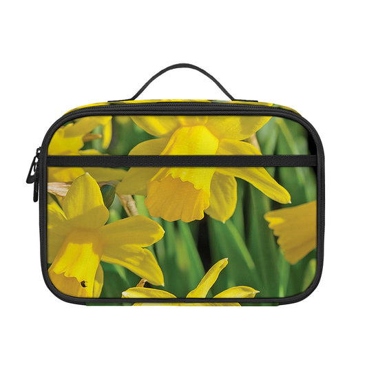 Yellow Daffodil Flower Print Portable Lunch Bag