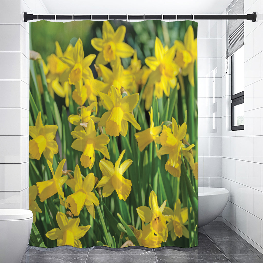 Yellow Daffodil Flower Print Premium Shower Curtain