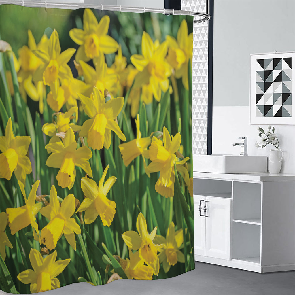 Yellow Daffodil Flower Print Premium Shower Curtain