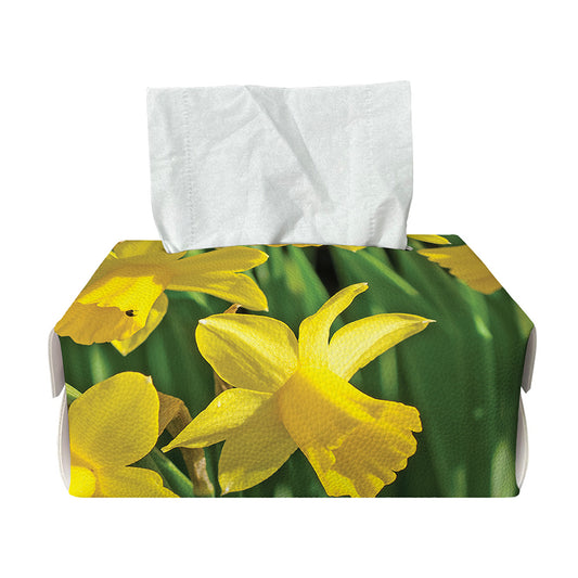 Yellow Daffodil Flower Print Rectangle Tissue Box Cover