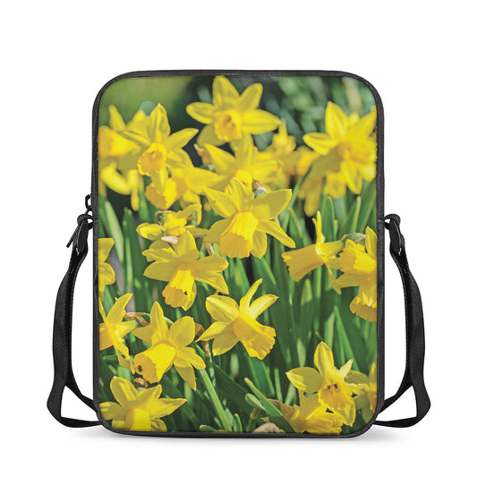Yellow Daffodil Flower Print Rectangular Crossbody Bag