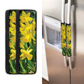 Yellow Daffodil Flower Print Refrigerator Handle Covers