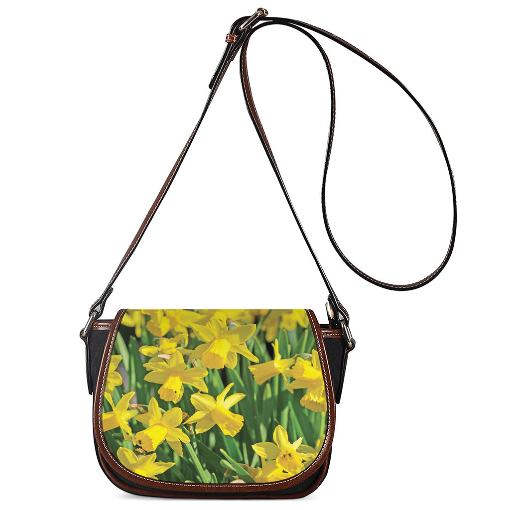 Yellow Daffodil Flower Print Saddle Bag