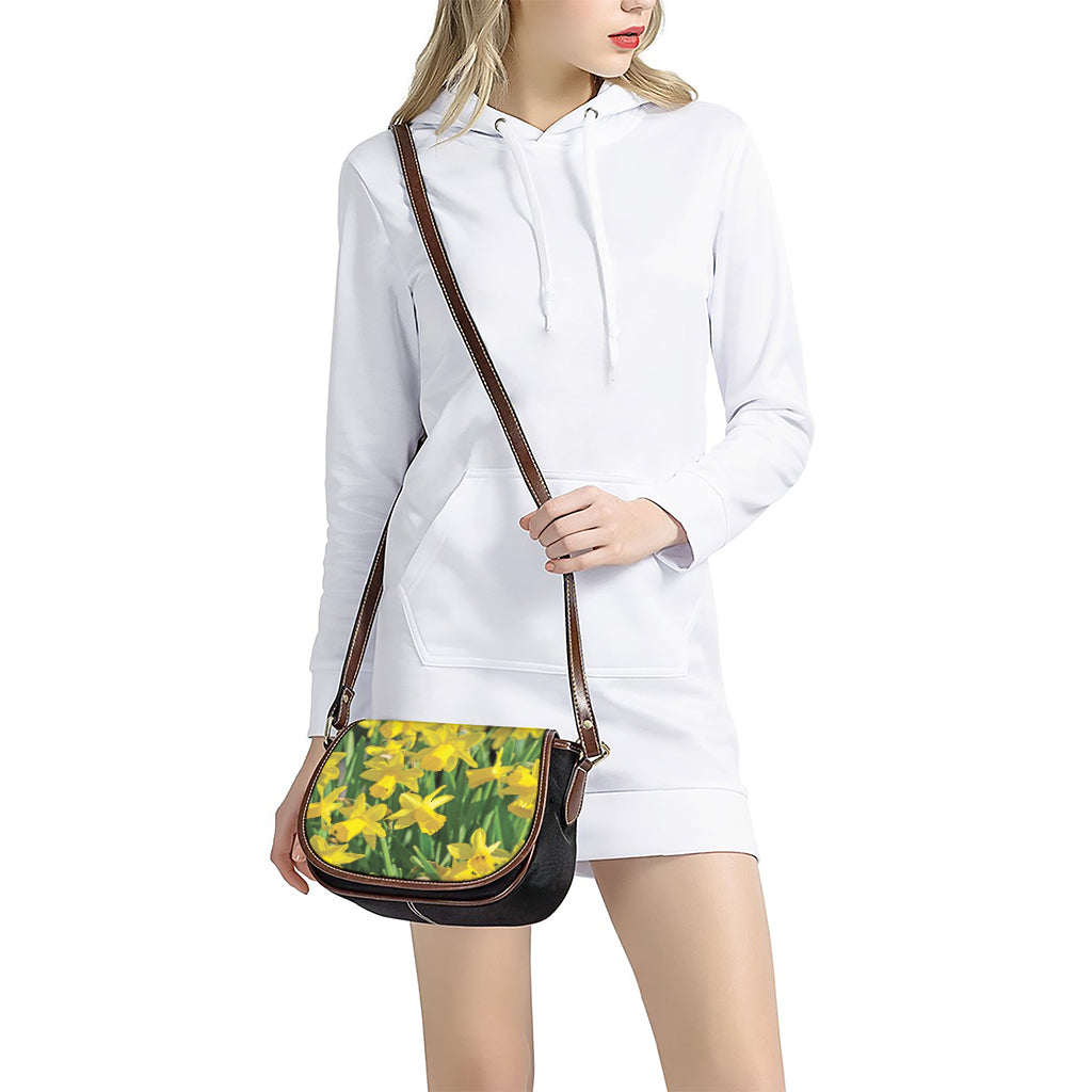 Yellow Daffodil Flower Print Saddle Bag
