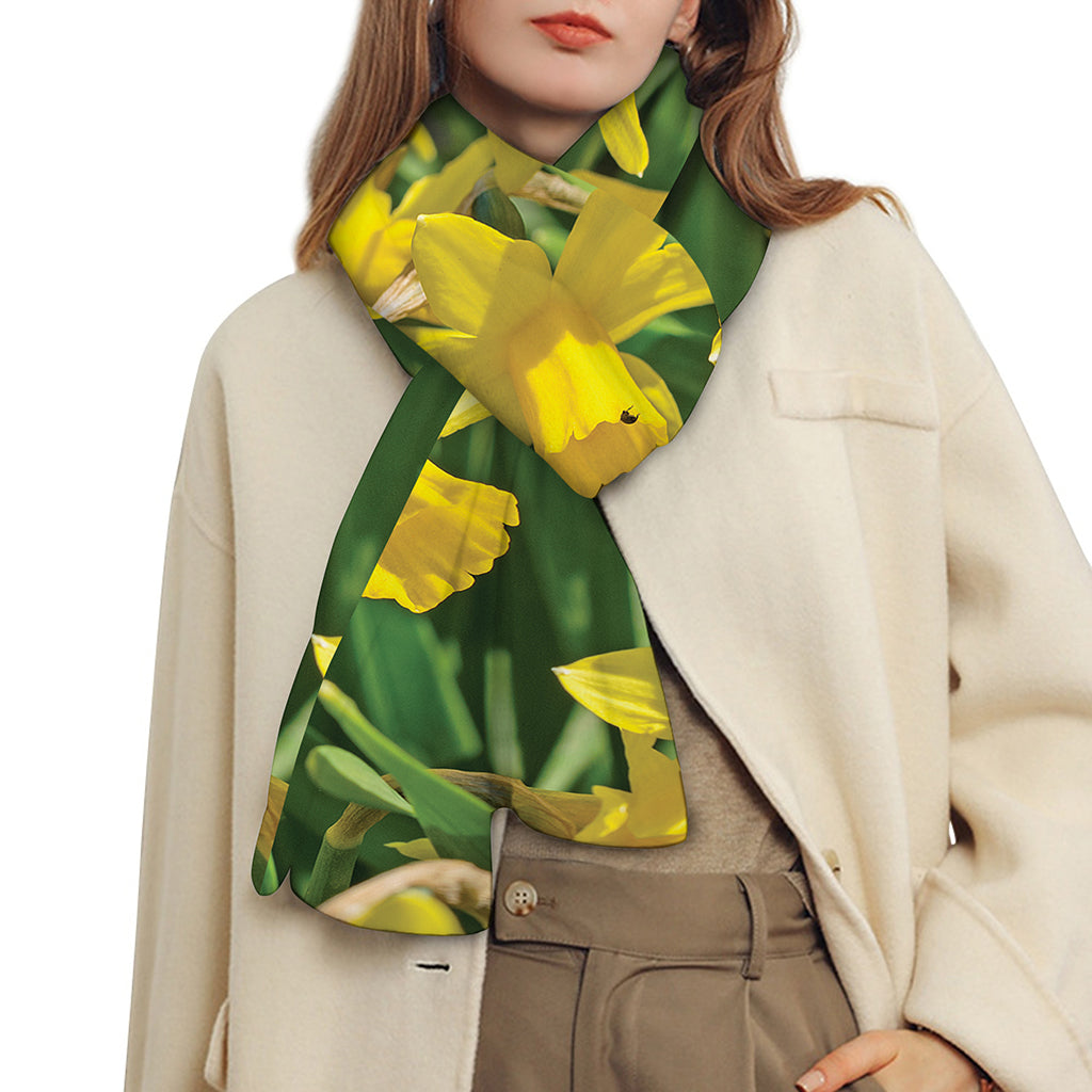 Yellow Daffodil Flower Print Scarf